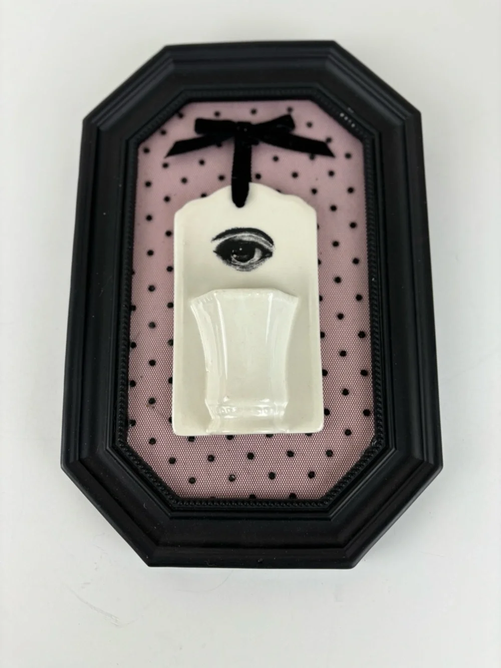 Gothic decor Framed Ceramic Vase Eye Wall Art - Pink & Black